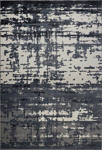Ladole Rugs Durable Barrie Abstract Toronto Collection Turkish Micro Polyester Area Rug Carpet in Grey-Ivory, 7x10 (6'5" x 9'5" , 200cm x 290cm)