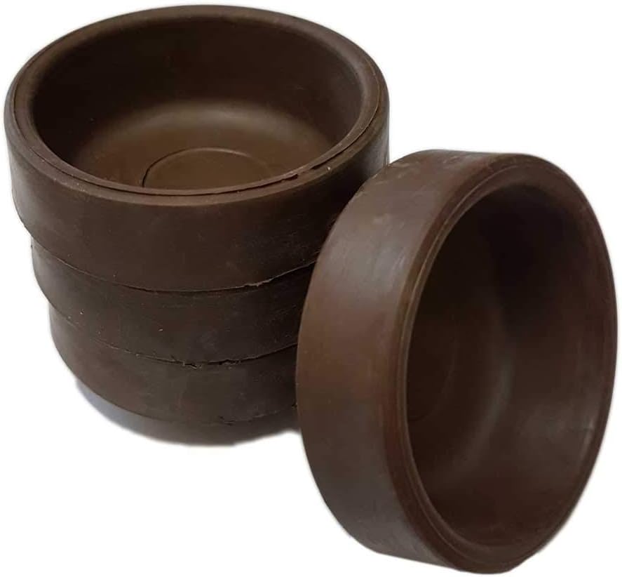 Brown Rubber Castor Cups 37mm Protect Wooden, Laminate, Tiled Floors and Carpets from Wheel Damage Caused by Chair, Bed