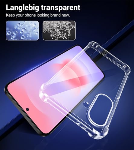 FLLAO 4 in 1 Case for Samsung Galaxy A37 5G with 2 Screen Protector and 1 Camera Lens Protector, [Built-in Air Pad] Anti-Shock Anti-Scratch Case, Transparent