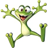 2 pcs Very Happy Frog Funny Car Bumper Sticker,5 Inch Vinyl Decal, Waterproof,Die-Cut for Cars,Windows,Laptops