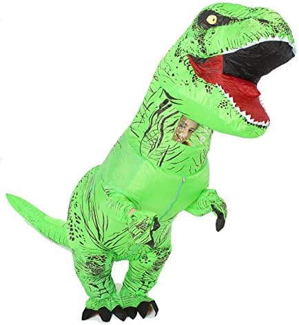 GOPRIME T Rex Inflatable Costume,Adult's Size,Pick UP School Bus,Scare Dogs (Green)