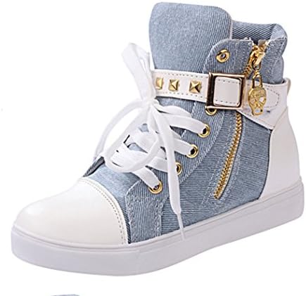 Lifeng Womens Canvas Lace-up Zipper Increat Confortable Sports Shoes(8 B(M) US, LightBlue)