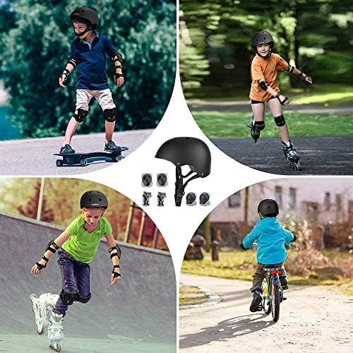 Adjustable helmet set for boys with protective gear.