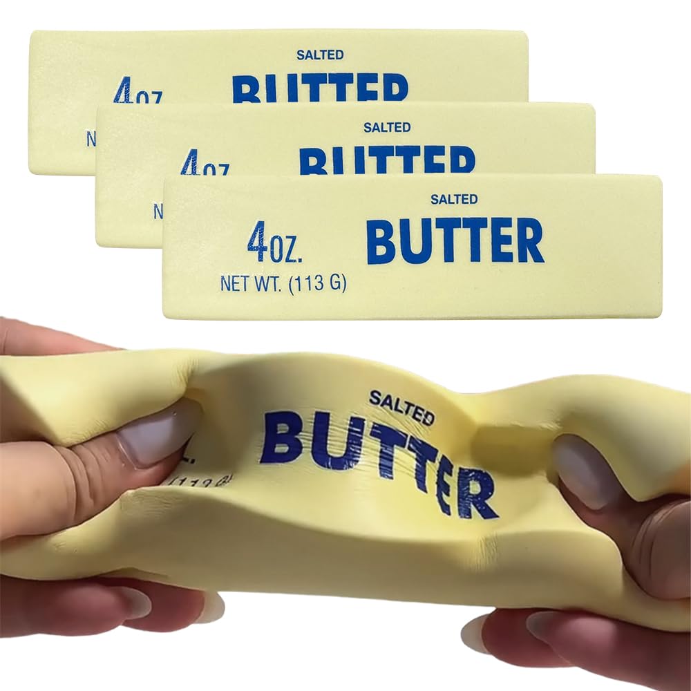 Slow Rebound Cute Butter Squeeze Stress Balls, 2026 New Squeeze Butter Squishy Toy, Slow Rising Squishy Butter Stick Stress Relief Fidget Toys Easter Basket Stuffers Party Favors Gifts (3 PCS)