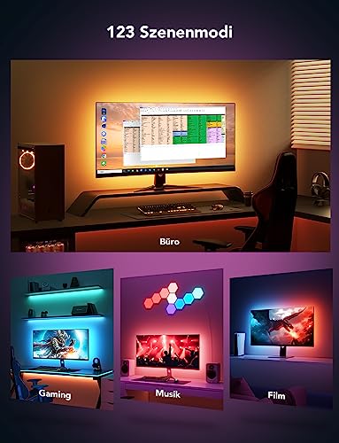 Govee Gaming Light for Monitor G1, TV LED Backlight for 27-34 Inch TV or PC, Smart RGBIC Wi-Fi TV Backlight, Double Light Beads with 123 Scene Modes App Control, Compatible with Alexa