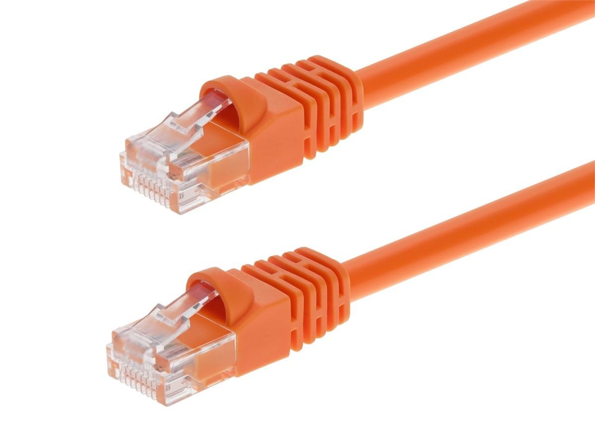 Monoprice 50FT 24AWG Cat6 500MHz Crossover Ethernet Bare Copper Network Cable - Orange