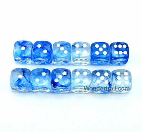 WCX27866E12 Blue Nebula Dice with White Pips D6 12mm (1/2in) Chessex