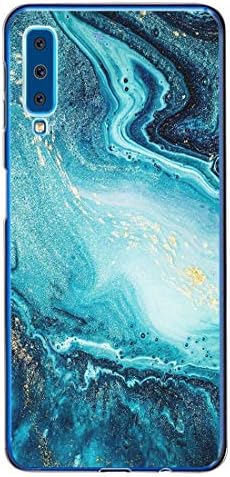 Wouier Compatible with Samsung Galaxy A7 2018 Case Soft Rubber Gel Protective & Back with Silicone Marble Texture Stitching Shockproof Bumper Protective Phone Cover for Galaxy A7 2018