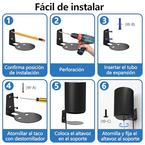 LCNBNM Soportes de Altavoz para Sonos Era 100, Paquete de 2, aleación de Aluminio, Perfil bajo, Compatible con Altavoces Sonos ERA 100, Completo con Todos los Accesorios de fijación (Negro)
