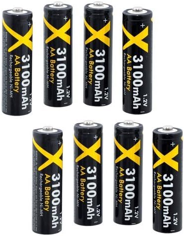 Excelshots 8 Pack AA Rechargable NiMH Batteries 3100mAH