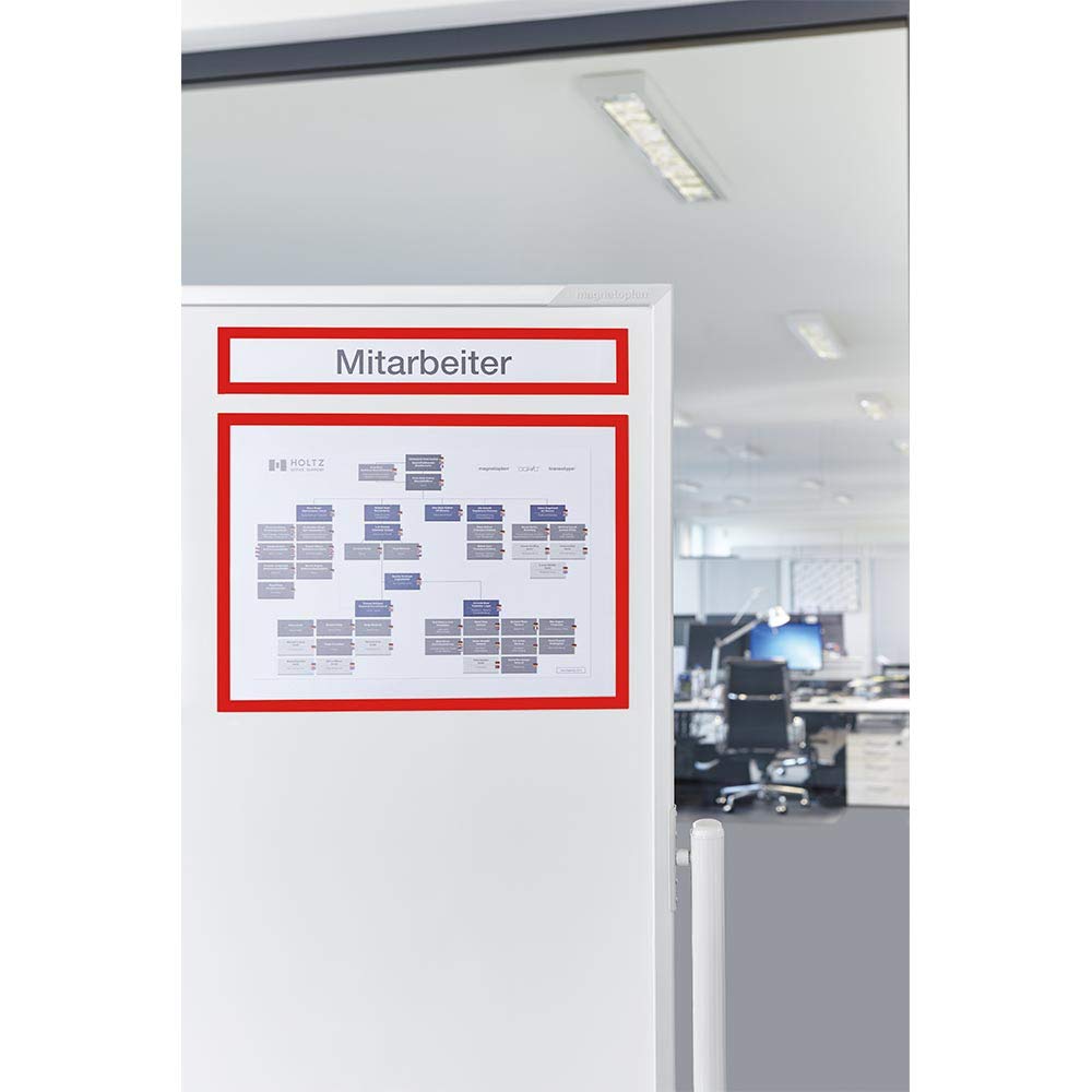 magnetoplan Magnetofix Topsign 1131806 Magnetic Frame 319 x 52 mm Pack of 5 Red