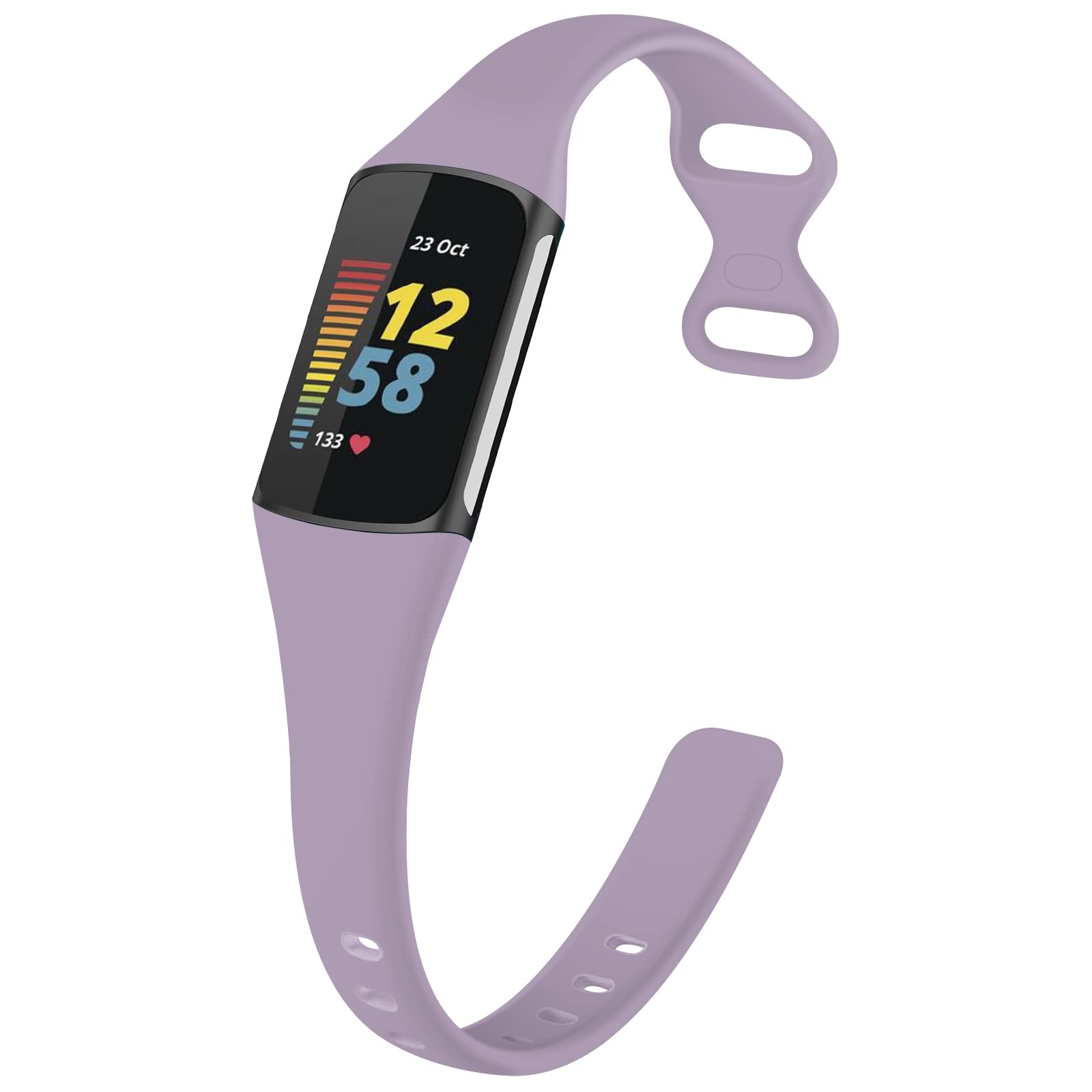 TopPerfekt Slim Straps Compatible with Fitbit Charge 5 Strap Women Men, Adjustable Soft Silicone Sport Replacement Watch Band Straps Wristbands Bracelet for Charge 5 Activity Tracker (Lavender)