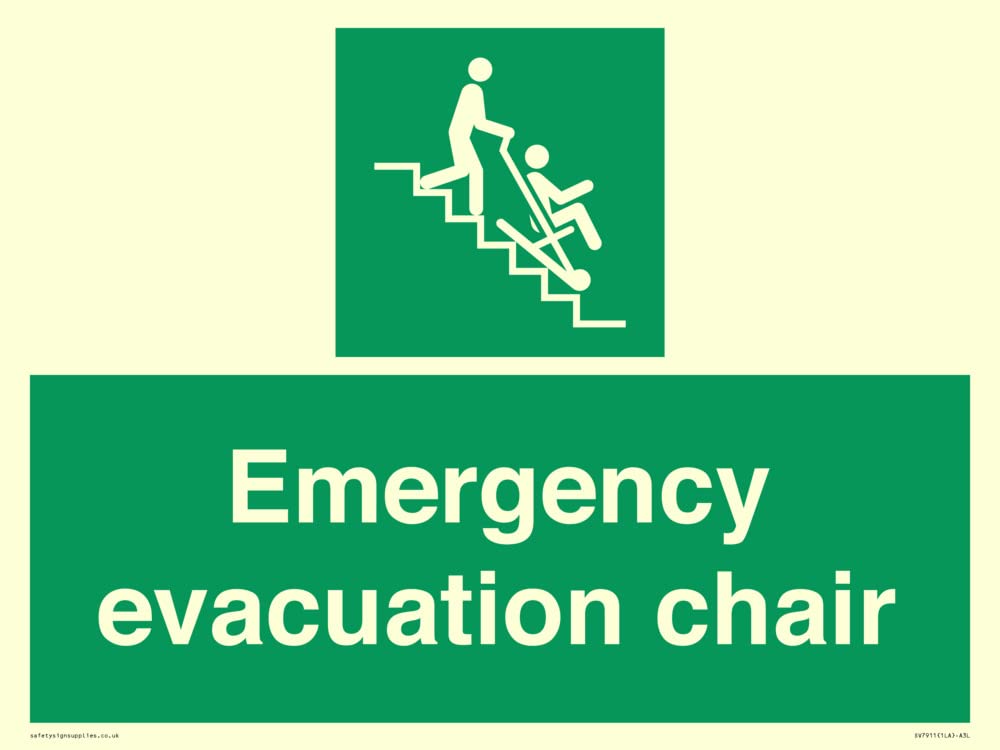 Emergency evacuation chair Sign - 400x300mm - A3L