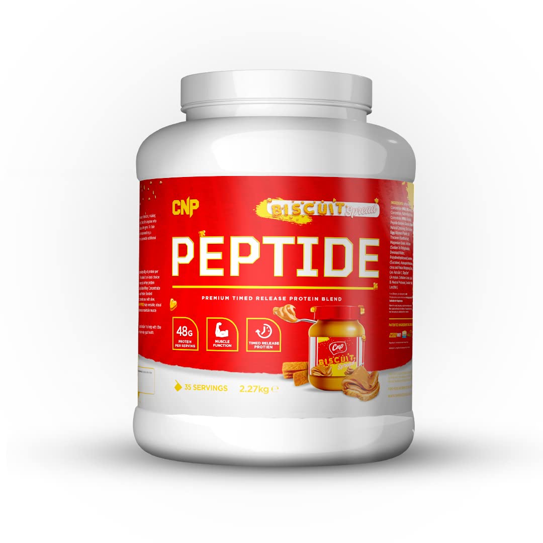CNP Professional Peptide, High Protein 48g Premium Timed Release Protein Blend, Micellar Casein, Digestive Enzymes, 2.2Kg, 6 Flavours Available (Biscuit Spread)