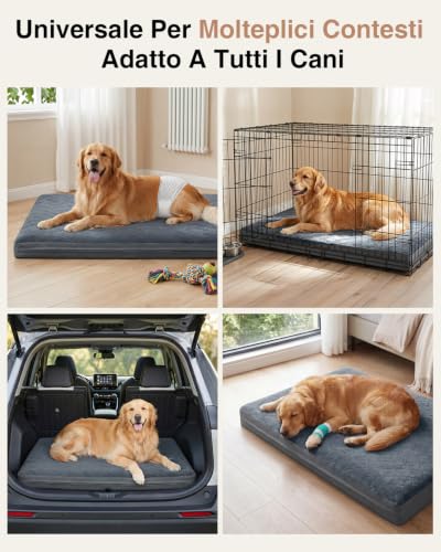 Favodormir Indoor Dog Bed Large Size - 104 x 68 x 8 cm, Waterproof Dog Cushion, Imitation Leather One Side, Double-Sided Dog Bed, Waterproof Cover with, Removable and Washable, Grey