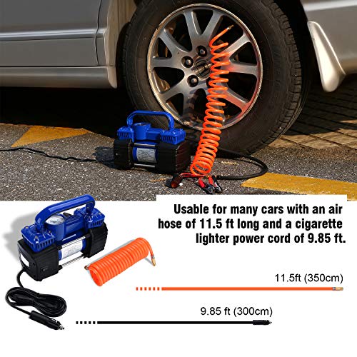 HONGNAL Portable Air Compressor Tire Inflator, 150PSI Car Air Pump Compressor with 4 Nozzle Attachments,LED Light,Air Hose,Battery Clamp,DC 12V for Pumping Car Tires, Bicycles, Trucks & Inflatables