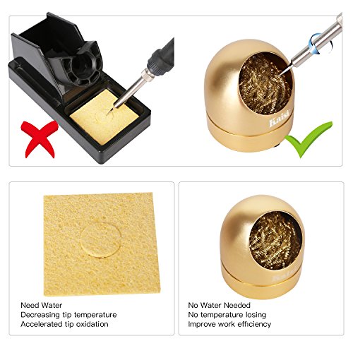 Kaisiking Soldering Iron Tip Cleaner Solder Tip Cleaning Wire and Holder Station Soft Coiled Brass with 3 Pcs Solder Tip Cleaning Wire and 1 Pcs Holder For Cleaning Soldering Irons and Tips