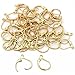 Leaver Back Earring Findings, OnFine2016 50pcs Gold-plated Brass Leverback Plain with Open Loop
