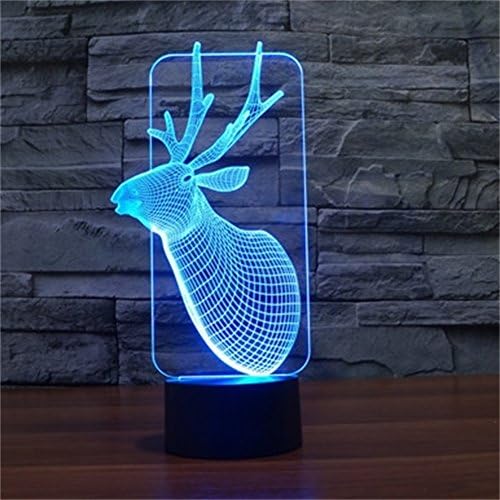 Deer 3D LED Night Light Lamps,3D Optical Illusion 7 Colors Touch Table Desk Visual Lamp for Home Decoration