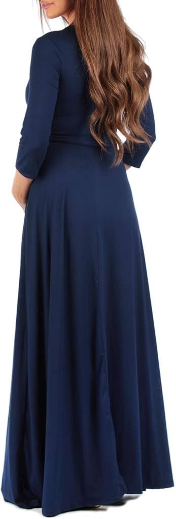 Mother Bee Maternity Faux Wrap Maternity Dress with Adjustable Belt for Baby Shower Or Casual Wear at  Women’s Clothing store