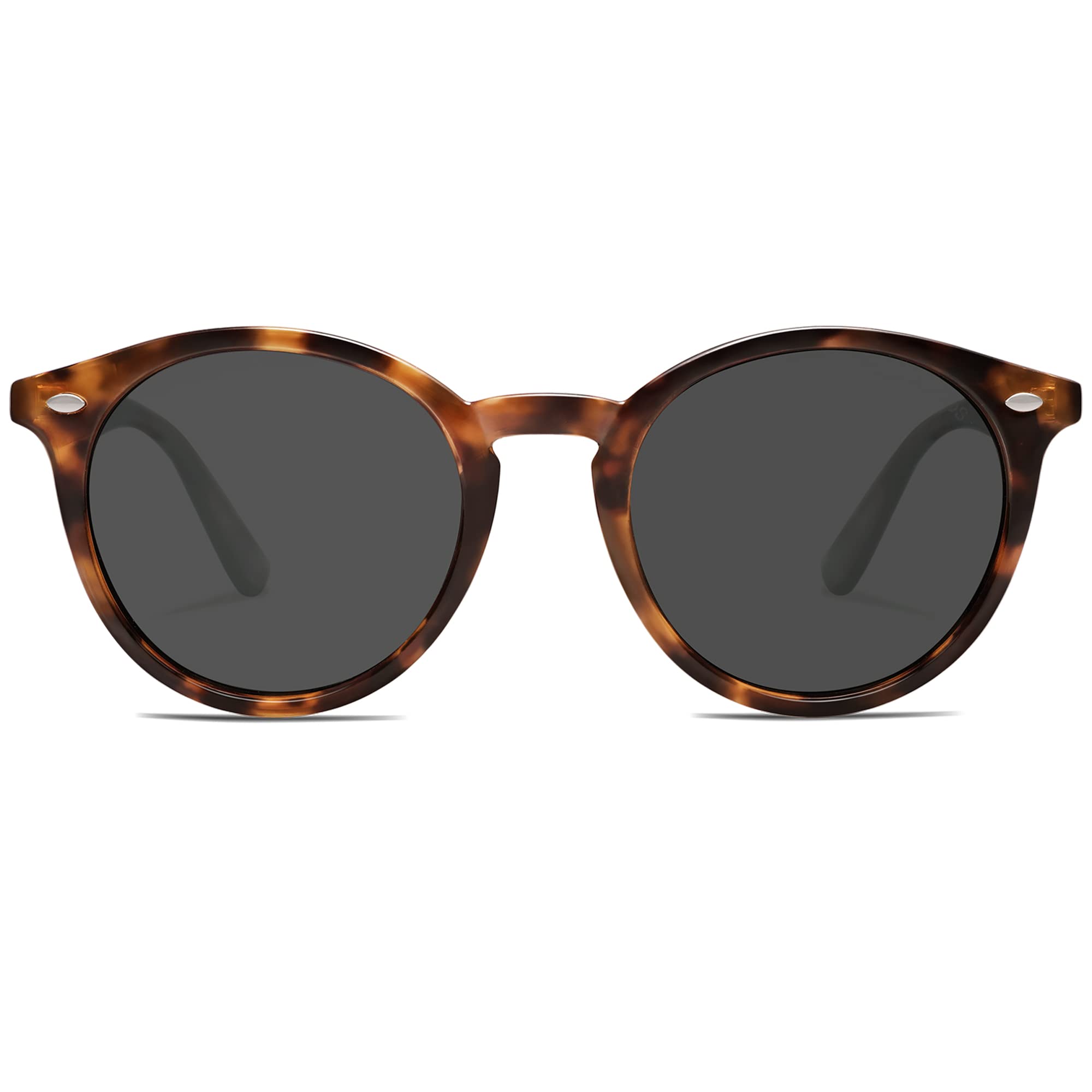 Photo 1 of SOJOS Retro Round Polarized Sunglasses for Women Men Classic Vintage Sunnies SJ2069, Brown Tortoise/Grey