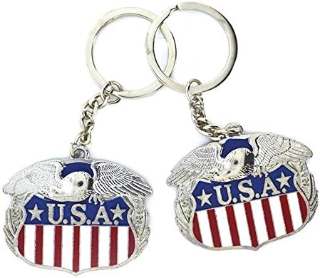 12pcs US Flag Metal Key Ring American Eagle Key Chain USA NYC Souvenirs - Set of 12