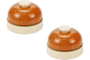 Pufguy Mini Service Bell Call Bell Ringing Desk Bell Bellhop for Restaurants Schools Hotels Counter Bar Warehouses Home-2pcs(Orange)