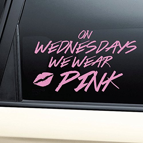 On Wednesdays We Wear Pink Vinyl Decal Laptop Car Truck Bumper Window Sticker - Pink