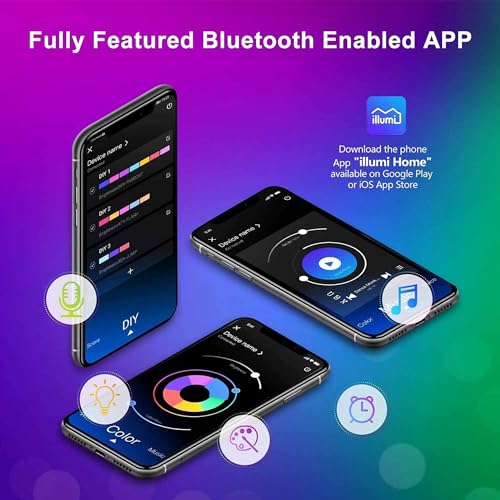 Mexllex LED Strip Lights 30M, Music Sync Color Changing RGB LED Strip with Remote, Sensitive Built-in Mic, App Controlled LED Lights, RGB LED Light Strip(APP+Remote+Mic)