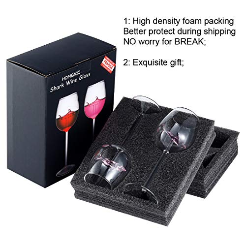 JGLASSMALL 2 Packs Shark Wine Glass Goblets - Fun Novelty Bar Gift for Wine Lovers Fancy Party Glasses