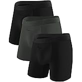 Natural Feelings Men's 6" Underwear Boxers Briefs Modal Open Fly Soft Breathable Pouch Underwear Men 3-Pack S-XXL