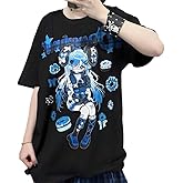 RILGOU Y2K Gothic Harajuku Kawaii Clothes Casual Loose Soft Crewneck Cartoon Anime Doughnut Girl Print T-Shirt