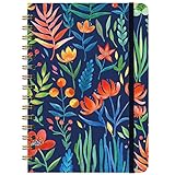 2020 Planner - Weekly & Monthly Planner with Tabs, 6.3" x 8.4", Hardcover with Back Pocket + Thick Paper + Banded, Twin-Wire Binding - Navy Floral