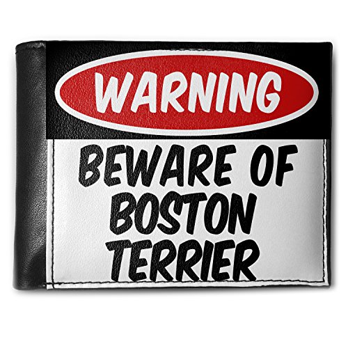 Wallet Beware of the Boston Terrier Dog from United States Men's Bifold ID Case - Neonblond