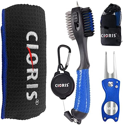 CLORIS Golf Club Cleaning Kit Golf Club Cleaner Set with Soft Golf Towel, Divot Repair Tool and Portable Storage Bag Golf Wire Brush and Groove Cleaner Golf Gift for Men, Women CLORIS Golf Club Cleaning Kit Golf Club Cleaner Set with Soft Golf Towel, Divot Repair Tool and Portable Storage Bag Golf Wire Brush and Groove Cleaner Golf Gift for Men, Women