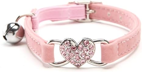 Ogquaton Collier Reglable En Forme De Coeur Pour Chat Avec Clochette Pour Chat Chat Rose Amazon Fr Animalerie