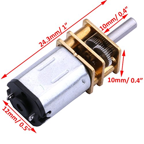 Yeeco DC 3-6V 100RPM Torque Mini Speed Reduction Motor with Metal Gearwheel Replacement 10mm Shaft for DIY RC Car Robot Model Engine Toys Parts - Thumbnail 3