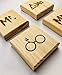 Mr. and Mrs. Coasters, Engraved Set of 4 Wood Coasters - Mr., Mrs., Always, Glasses (Wedding Set)