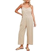 HOTIAN Womens Linen Cotton Overalls Straps Jumpsuits Casual Loose Jumpers 2025 Baggy Rompers