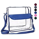 BAGAIL Clear Purse NFL &PGA Approved Cross-Body Shoulder Messenger Bag w Adjustable Strap (royal, 8x8x3)