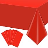 YIDAKO 6Pcs Red Rectangle Tablecloths,Disposable Plastic Tablecloth,Waterproof Red Table Cover for Graduation Birthdays Weddings Anniversary Party Decorations,54 x 108 Inch