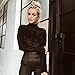 Longwu Women's Fashion Fluffy Mohair Midriff-baring Jumper Knit Crop Top Sweater
