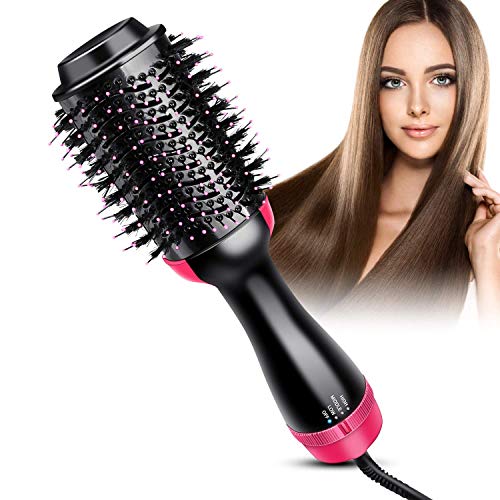 Hair Dryer Brush, Bongtai Hot Air Brush One Step Hair Dryer & Volumizer 3 in 1 Hair Dryer Brush Styler for Rotating Straightening, Curling, Salon Negative Ion Ceramic Blow Dryer Brush