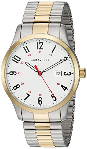Caravelle Men's Quartz Stainless Steel Dress Watch, Color:Two Tone (Model: 45B147)