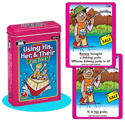 Super Duper Publications Using His, Her, & Their Fun Deck Flash Cards Educational Learning Resource for Children