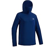 UVSAI Men’s UPF 50+ Hoodie Shirt with Mask Long Sleeve Permanent UV Sun Protection Neck Gaiter Performance T for Outdoor
