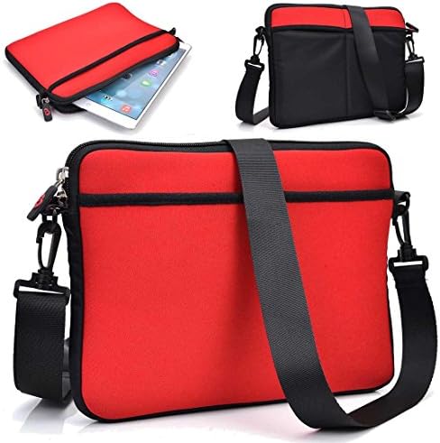Alphaspek Convertible Laptop & Tablet Sleeve Case / Messenger Bag for Lenovo Yoga Tab 2 10" Windows - Cherry Apple Red / Black