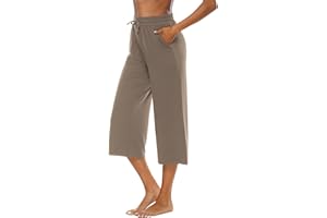 OYANUS Capris for Women Casual Summer Loose Comfy Drawstring Wide Leg Capri Pants with Pockets