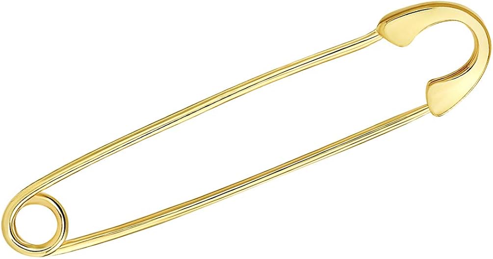 Solid 14k Yellow Gold Classic Safety Pin Brooch (1.40 inch) Amazon.co