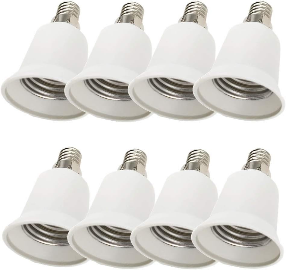 DZYDZR 8 Pack Lamp Socket Adapter Converter E14 to E27 Bulb Socket for LED Bulb, White